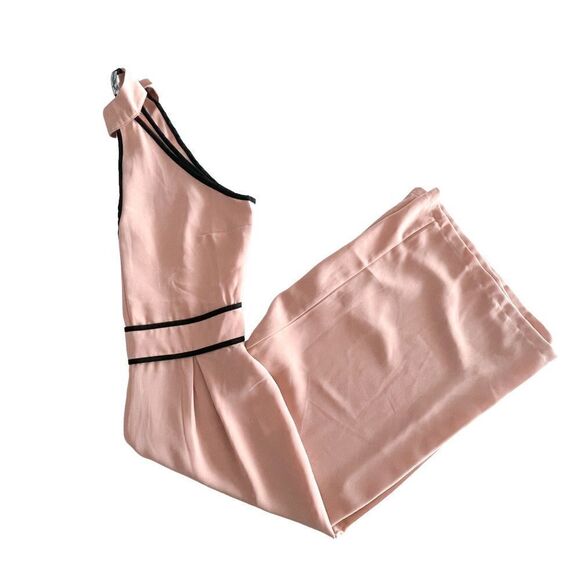 Asos Influence Jumpsuit Choker Culotte Blush Women's 8 Black Trim Back Zip - Picture 3 of 12